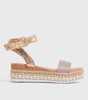 New Look Rose Gold Stud Espadrille Chunky Sandals
